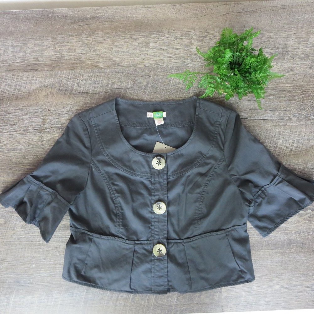 Anthropologie Ett Twa Cropped Jacket Dark Grey